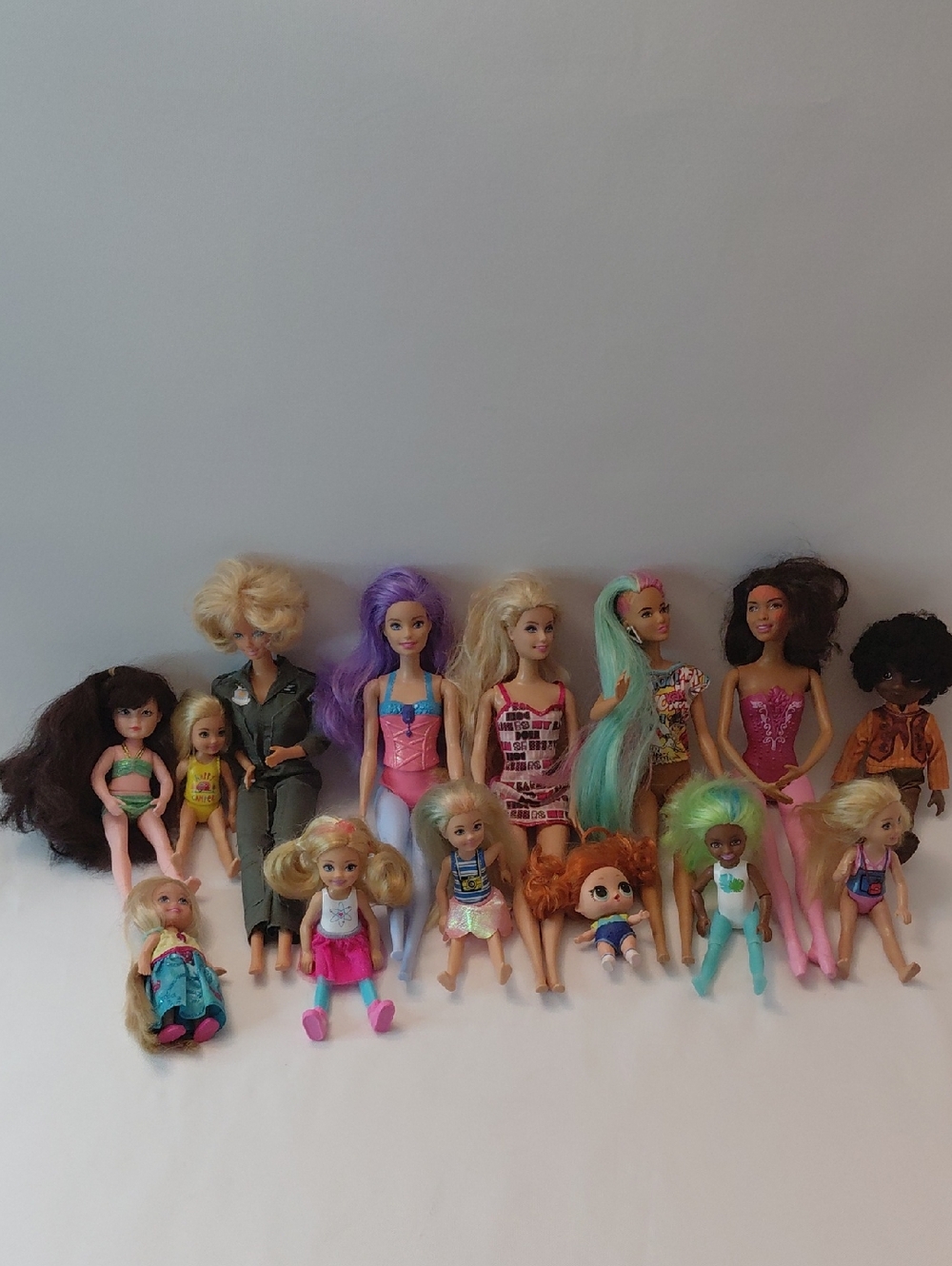 Mattel Assorted Dolls Set with Purple, Blonde, Teal, Brown & Pink Hair
